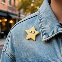 Offre Spéciale : Broches en métal pour artisanat, vente en gros, cadeau souvenir, épinglette émaillée 3D plaquée or, épinglette personnalisée étoile dorée souriante avec carte