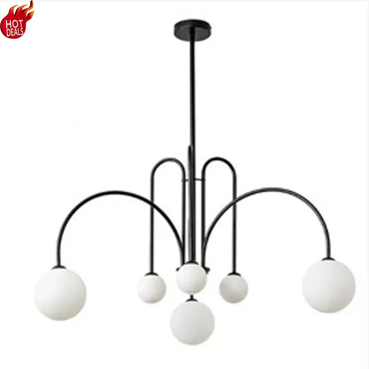 Lámpara colgante con forma de globo, iluminación de tela, individual, negra, Popular, moderna