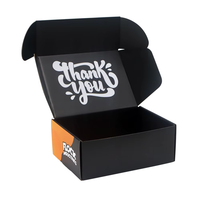 Boîte d'expédition en carton ondulé noir personnalisée avec intérieur personnalisé, pliable, pour l'e-commerce, emballage en papier