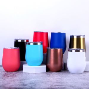 Factory Custom 12 oz Vacuum Insulated <b>Double</b> <b>Wall</b> Stainless Steel Wine Tumbler with Straw and Lid - Product Image 1