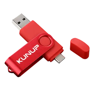 Kunup External USB Flash Drive OTG 512GB 256GB 128GB 64GB 32GB 16GB USB 3.0 TYPE-C USB Stick 2 Trong 1 PenDrive U Đĩa