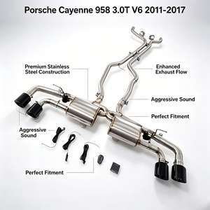 Tubos de Escape Catback de Alta Calidad en Acero Inoxidable SS304 con Válvula y Silenciador para Porsche Cayenne 958 3.0T V6 2011-2017 para Mejorar el Torque a Baja Velocidad - Product Image 1