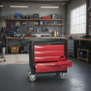 Carrello Portautensili con 4 Cassetti Rosso, Organizzatore Industriale Mobile per Attrezzi - Product Image 3