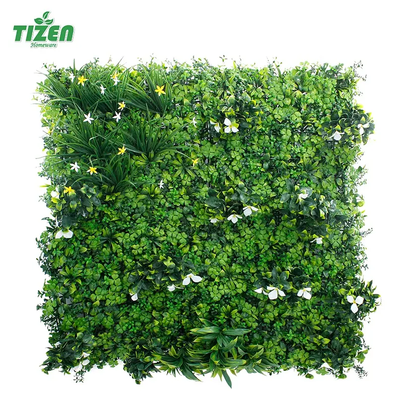 Tizen Uv-bestendig Hoge Kwaliteit Plastic Tuin Decoratie Jungle Hek Groene Kunstmatige Gras Plant Muur