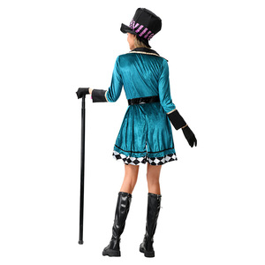 Costume de scène pour <span class=keywords><strong>femme</strong></span> adulte Alice Chapeur Fou, taille S-4XL, pour Halloween, tenue de scène d'entraîneur d'animaux pour boîte de nuit, en polyester - Product Image 4