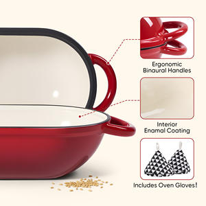 Olla de hierro fundido esmaltado de 2QT con tapa, tipo horno holandés ovalado, con asas, apta para horno, apta para lavavajillas, compatible con inducción y gas, para masa madre - Product Image 4
