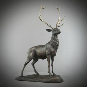 الشركة المصنعة الفاخرة العتيقة النمط الصيني البرونزية الغزلان رئيس النحت المعادن الصب النحاس الأيائل تمثال الفن القديم الأنيق - Product Image 5