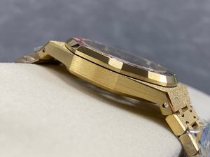 Reloj Mecánico de Buceo de Lujo, Super Calidad, Resistente al Agua, 41mm, Fábrica THB, Movimiento 3132, 15412, Esqueleto con Diamantes, Dorado Mate - Product Image 4