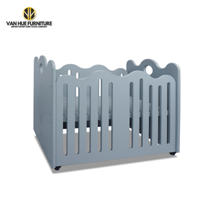 Cuna de Madera Escandinava para Bebé, Construcción de Madera de Abeto Europeo, Color Gris Claro Pintado NC, Cama Infantil con Ruedas - Product Image 3