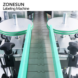 ZONESUN, máquina de etiquetado de botellas redondas de doble cara con codificador de fecha, etiqueta adhesiva de botella transparente ovalada plana de alta velocidad - Product Image 5