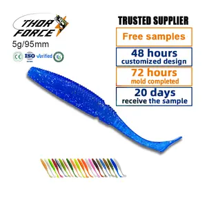 Thorforce 95mm5g Worm mồi tùy chỉnh mềm mồi nhựa cho câu cá sâu câu cá sâu mồi wobbler Grubs swimbait mồi