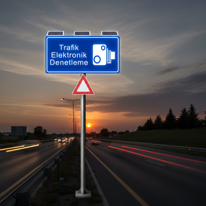 B-61C <b>Electronic</b> Traffic <b>Sign</b> Reflective PVC LED Solar Safety <b>Sign</b> with Triangle Pattern for Roadway Use - Product Image 3