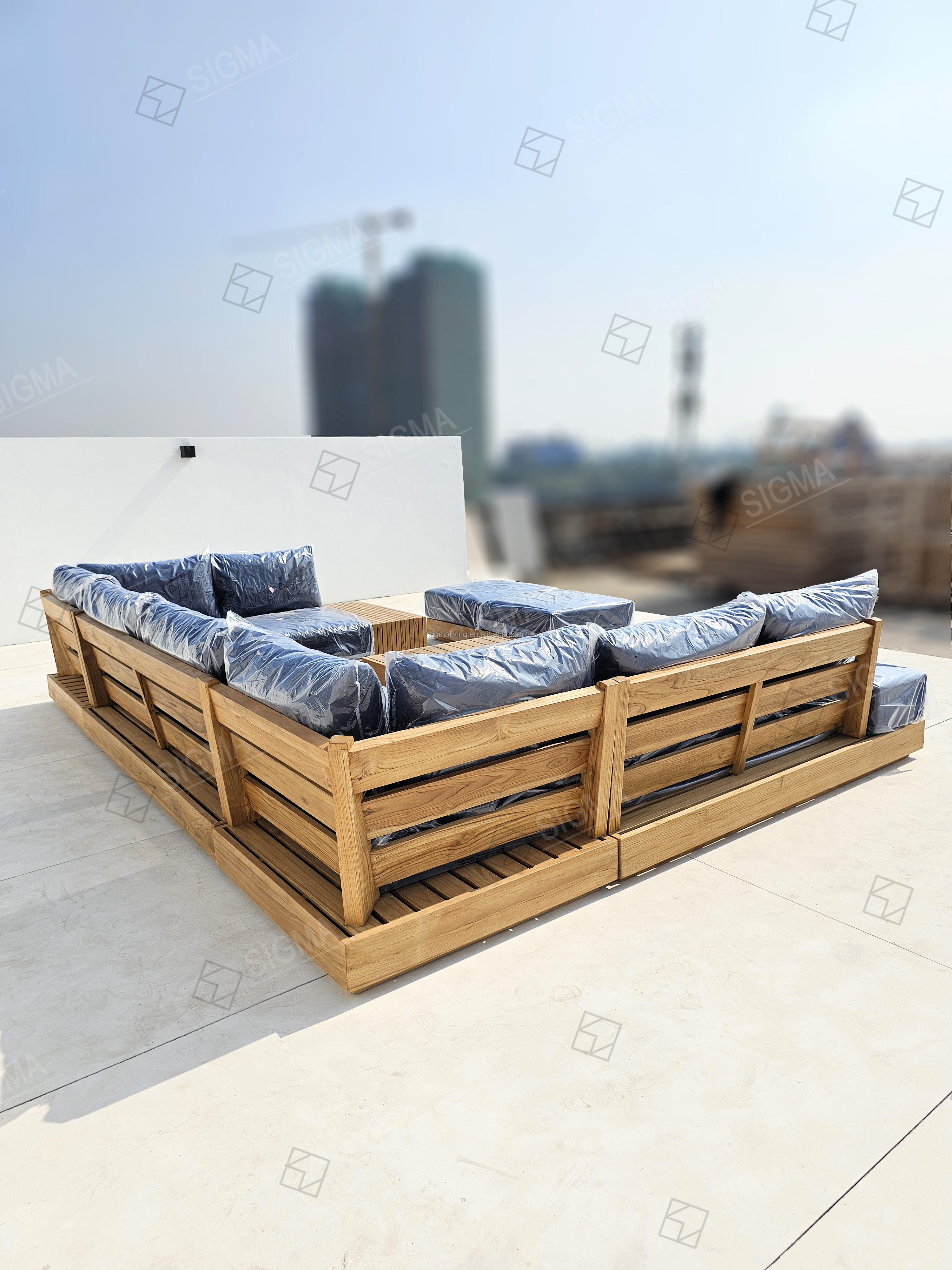 Modern New Teak Outdoor Furniture Set Solid Wood Sofa Garden Sets All Weather Teak Wood Sofa Garden Set