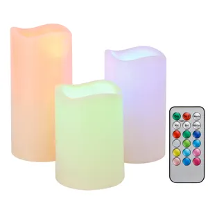 Multicolor Dimming Flickering Flameless Led Candles Battery Powered Color Changing Candle Light With Remote Control