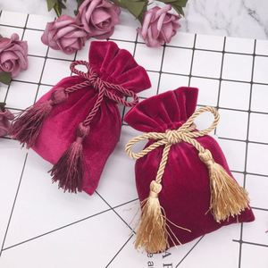 Sacs en velours personnalisés avec logo, pochettes à cordon avec pompon, sacs à bijoux, emballages souples, sacs en velours à cordon pour bijoux - Product Image 2