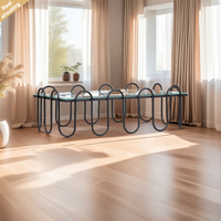 Table basse carrée en acier inoxydable et verre trempé, style moderne et luxueux, pour salon, maison ou hôtel