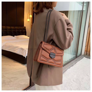 Women's Fashion Chain Strap Bag <b>Lock</b> Classic One-Shoulder <b>Small</b> Cross-Body Purse With Button Made of PU Tanjing - Product Image 5