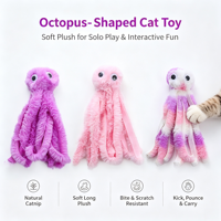 Jouet pour chat en peluche pieuvre avec herbe à chat, jouet interactif doux pour chaton, jouets à mâcher moelleux et froissés pour chats d'intérieur, 3 couleurs disponibles