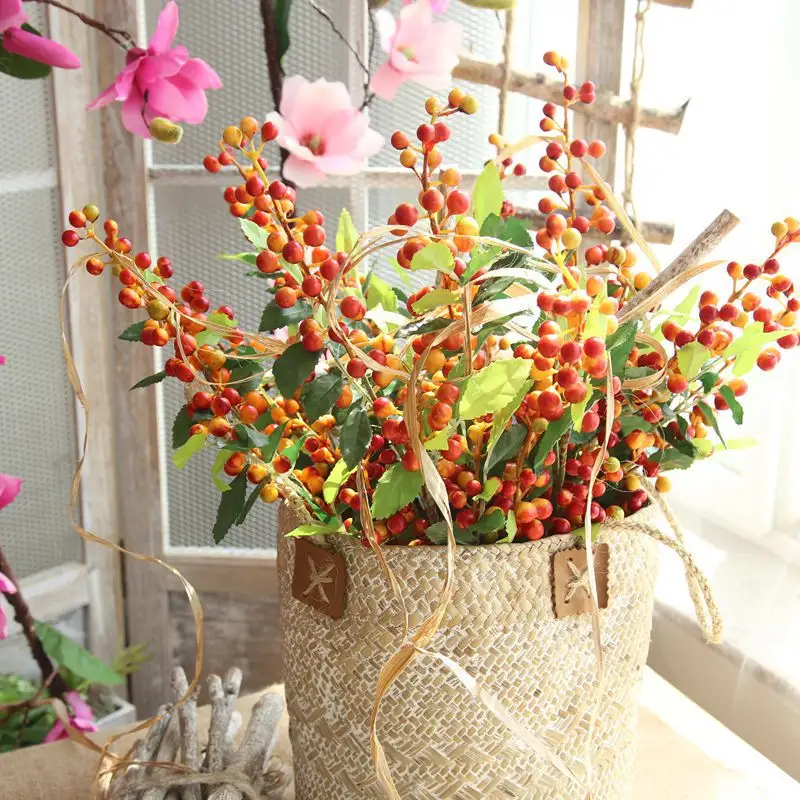 人工泡ベリー枝造花人工クリスマスベリー人工果物家の装飾のための赤いホリーベリー