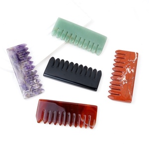 Vendita alla rinfusa naturale manuale intaglio artigianale nuova giada sogno ametista cristallo Gua Sha pettine per capelli viso e corpo - Product Image 3