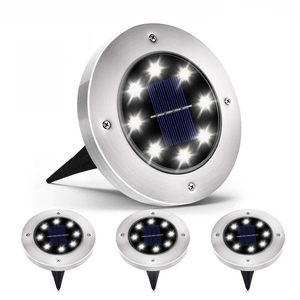 Lampe solaire <span class=keywords><strong>LED</strong></span> encastrable pour terrasse, allumage automatique, étanche, rechargeable, blanc chaud, en acier inoxydable, pour jardin, pelouse, allée, cour - Product Image 1