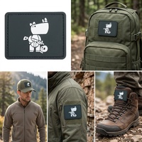 Patch en PVC écologique en relief, motif animal de dessin animé, applique en caoutchouc amovible avec velcro pour vêtements décontractés quotidiens