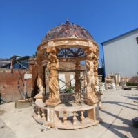 Grand Jardin Extérieur Romain Rond Décoratif Pierre de Marbre Blanc Naturel Statue Carrée Piliers Pavillon Italien Gazebo Pergola