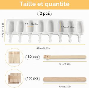 Moule à glaces ovales à 8 compartiments, moule en silicone pour la fabrication de glaces et de chocolats faits maison - Product Image 2