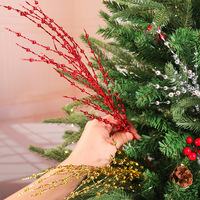Décorations de Noël DIY faites à la main, ornements perlés artificiels rouges et dorés scintillants, coupes décoratives pour bouquets de maison, style européen/américain
