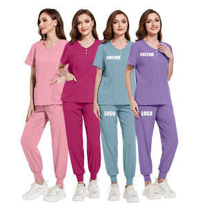 ビューティーサロンモダンデザインホワイトナースユニフォームトップ医療スクラブ病院看護スパンデックスユニフォーム男性女性トップススクラブ - Product Image 2