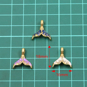Pendentifs en émail en forme de queue de baleine et de poisson en acier inoxydable 316L plaqué or 14k 18k, anti-ternissement, pour la fabrication de colliers, bracelets et bijoux - Product Image 4