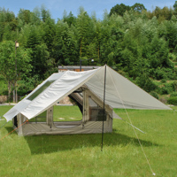 Tente gonflable pour 6 personnes avec auvent détachable, tente de camping gonflable, tente chaude avec cheminée et fenêtre de toit, tentes de camping gonflables