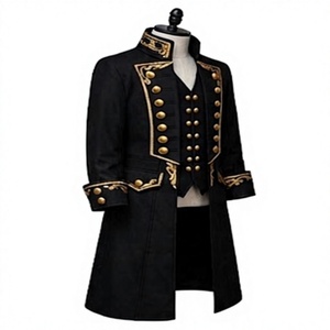Black Steampunk Tailcoat for Men's Long Uniform Frock <b>Coat</b> <b>Vintage</b> Style Formal Stage Costume - Product Image 4
