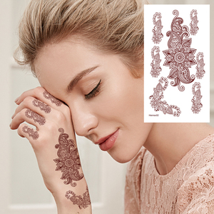 Adesivi <span class=keywords><strong>temporanei</strong></span> impermeabili da donna con tatuaggio henné carta bianca finta tatuaggio mano e gamba manica acqua trasferimento corpo arte Design - Product Image 4