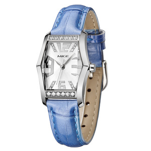 Reloj de Cuarzo MIGE para Mujer, Dorado, con Correa de Cuero Blanca, Esfera Analógica, Detalles de Diamantes, Estilo Elegante y Moderno - Product Image 2