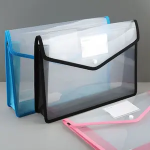 여러 가지 색상 투명 비닐 봉투 서류 A4 학교 사무실 방수 PP 봉투 가방 파일 폴더