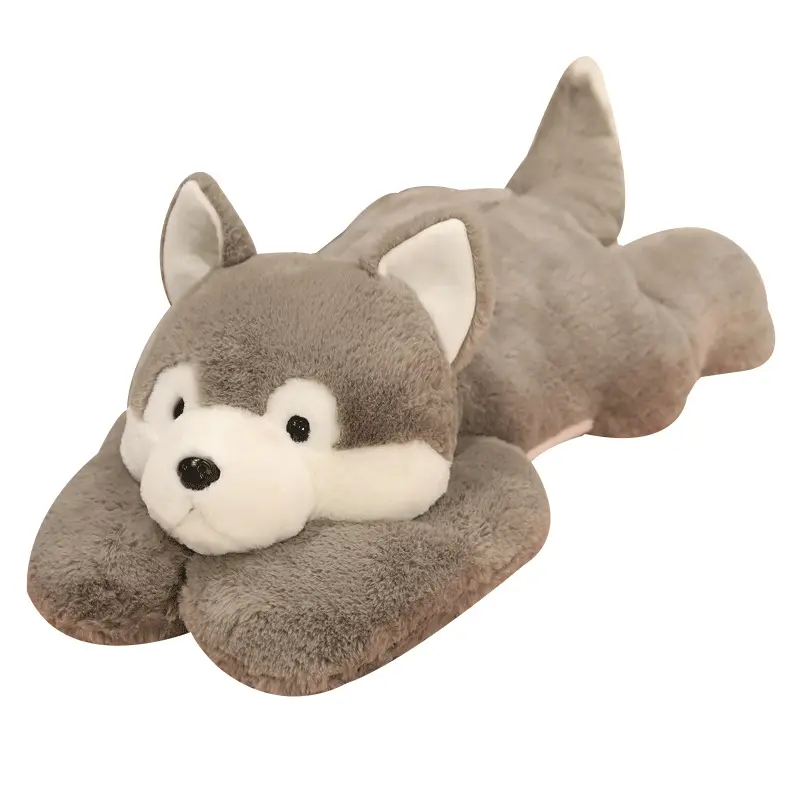 Sıcak satış sevimli yalan Husky köpek dinozor ayı Pet Plushie popüler ağırlıklı dolması hayvan uyku peluş oyuncak yastıklar
