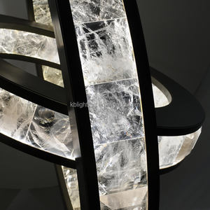 אבני קריסטל טבעיות עכשוויות עגולות תאורה קישוט תלייה מודרני תליון אורות סלע קריסטל שחור נברשות - Product Image 4