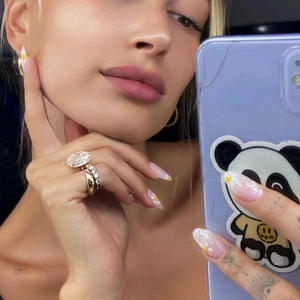 Bague pour femme en laiton plaqué rhodium, avec diamant d'imitation artificiel de grande taille, taille ovale 'œuf de pigeon', style français simple, motif ciel étoilé, Shi Nuo - Product Image 3