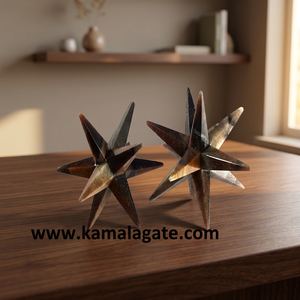 Étoile de Merkaba sculptée en agate œil de tigre naturelle à 12 points, cristal de guérison, décoration intérieure - Product Image 1