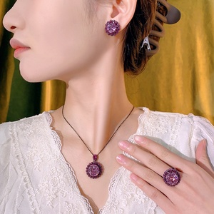 Trendy Eco-friendly Copper Tarnish Free Jewelry <b>Sets</b> 14-10mm Dried Rose Cubic Zirconia Black Gold Plated Durable Jewelry <b>Set</b> - Product Image 6