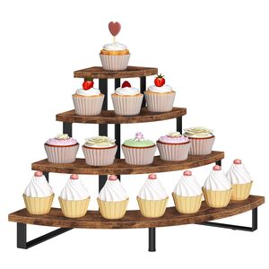 Soporte de Madera para Cupcakes en Forma de Escalera, Exhibidor de 4 Niveles para Postres, Galletas, Dulces y Donuts - Product Image 1