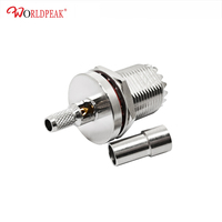Conector Hembra UHF para Cable RG58 de 50 Ohmios, Tipo Crimp para Montaje en Panel con Junta, Terminación RF
