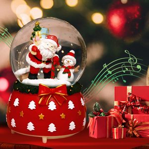 Globe à eau de Noël écologique <span class=keywords><strong>en</strong></span> résine <span class=keywords><strong>avec</strong></span> Père Noël, bonhomme de neige, sapin de Noël, flocon de neige lumineux et musique, artisanat peint à la main - Product Image 6