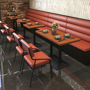 Muebles Modernos de Madera y Cuero para Restaurantes de Comida Rápida, Sofá, Sillas y Mesa - Product Image 2