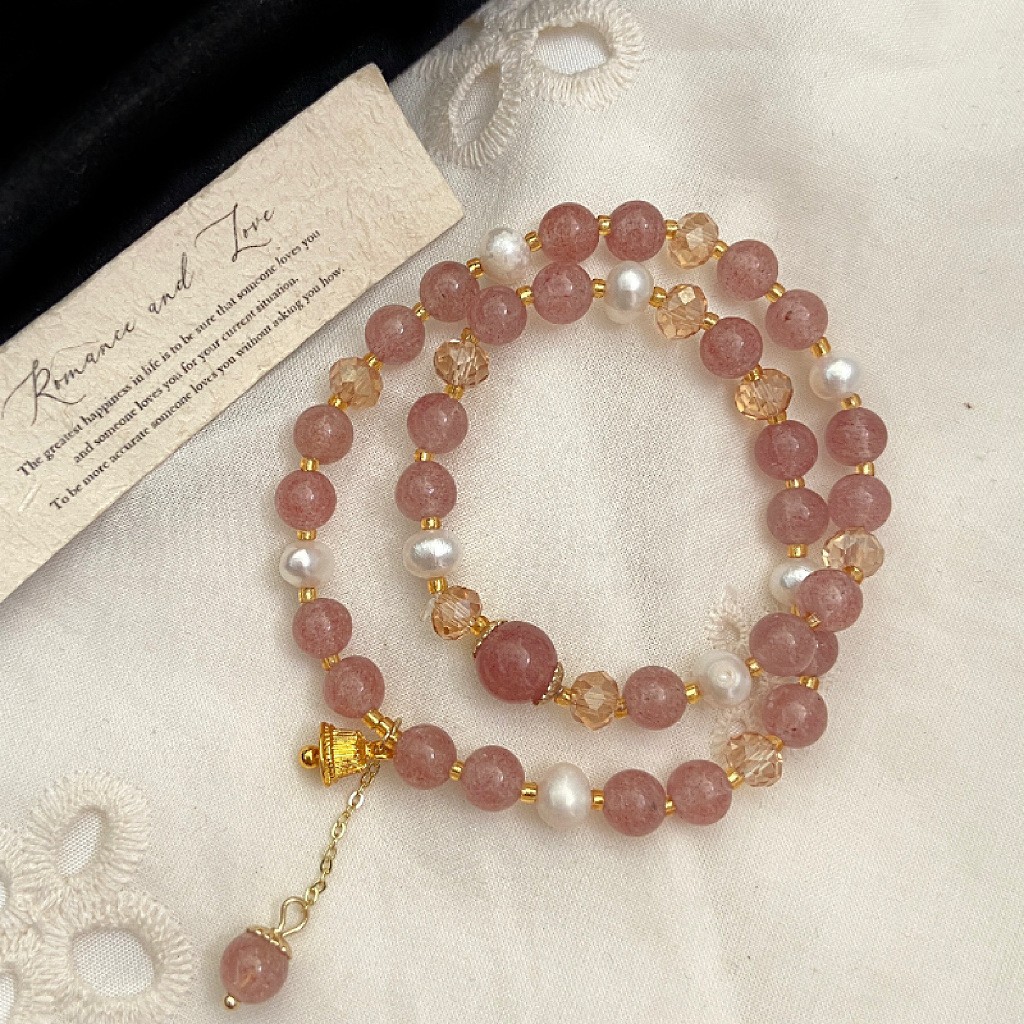 Multicolor double-layer strawberry crystal bell bracelet
