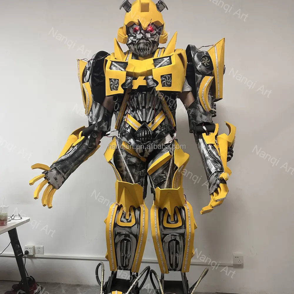 Nanchi New Design Hot Selling Walking Mascot Costume Party Props Human Size Wear LED Robot Cosplay Costume With Microphone