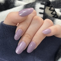 Faux ongles réutilisables en ABS violet pastel, forme amande pré-dessinée, pour usage professionnel en salons de manucure et vente au détail