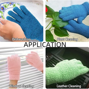 Gants de nettoyage ménagers en microfibre de taille moyenne, durables et confortables, multicolores, pour le dépoussiérage de la maison, des meubles et des voitures - Product Image 4