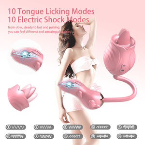 Vibrator Masturbator Wanita 2-in-1 Rose, Getaran Listrik, Lidah Berkepala Dua, Sensasi Menjilat, Getaran, Tahan Air IPX7, Sensasi Sentuhan Nyata - Product Image 2